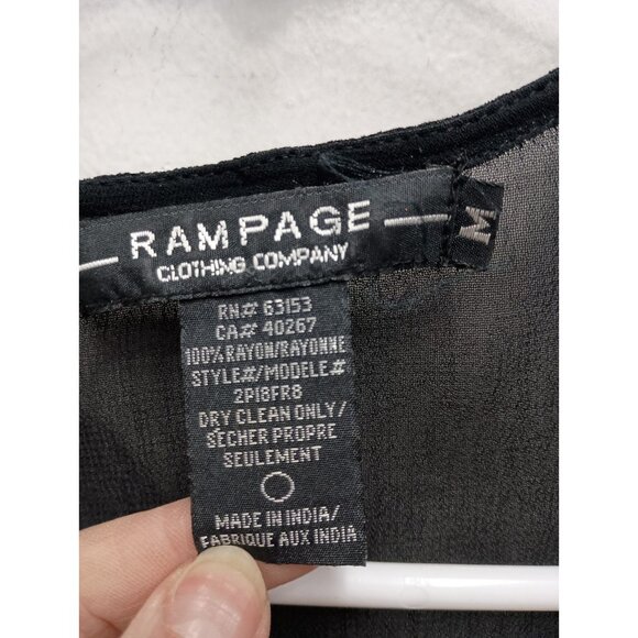 VTG Y2K Rampage Blouse Top Womens Medium Black Sheer Beaded Whimsygoth Holiday - Picture 4 of 12